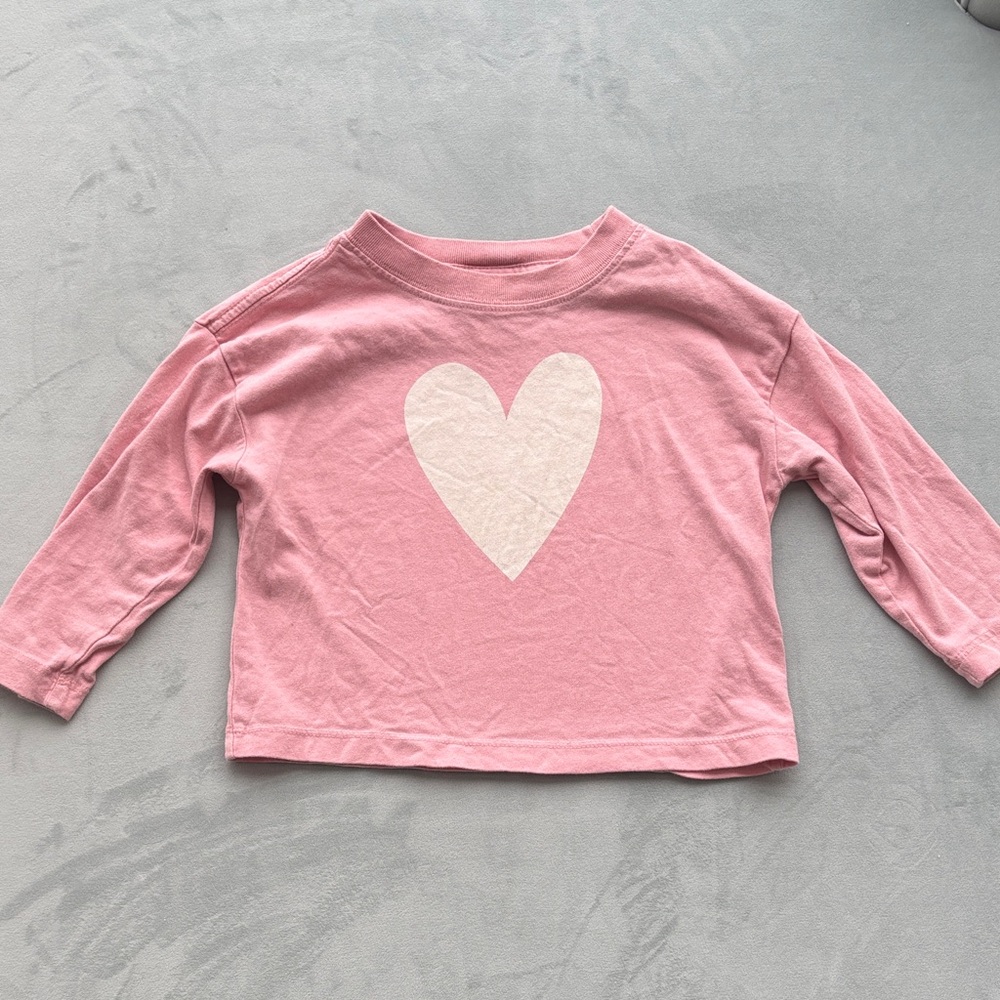 Hanna Andersson Pink Long Sleeve Heart Tee, Size 2T